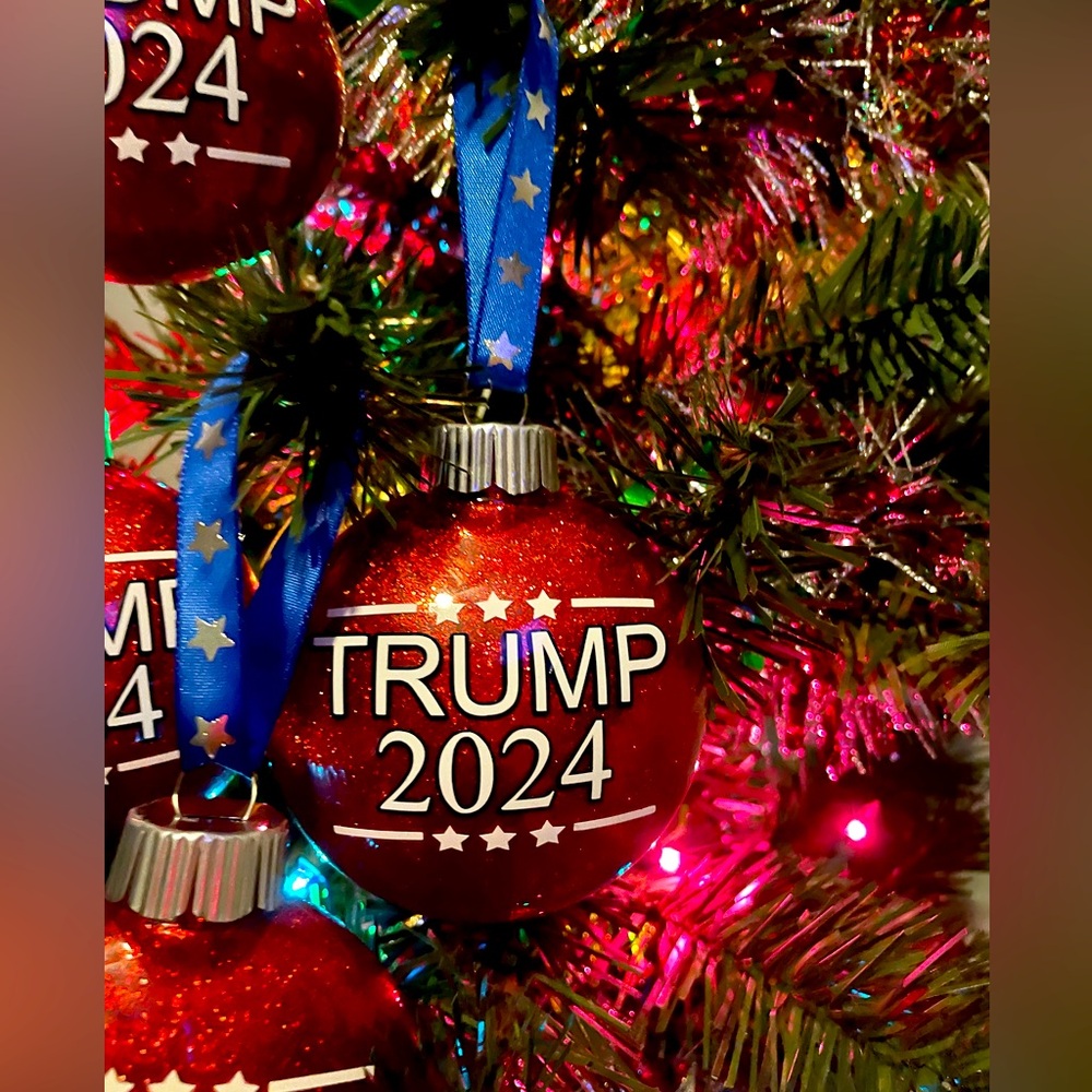 Trump 2024 Ornaments (set of 4) Shatterproof MAGA Patriotic Red America